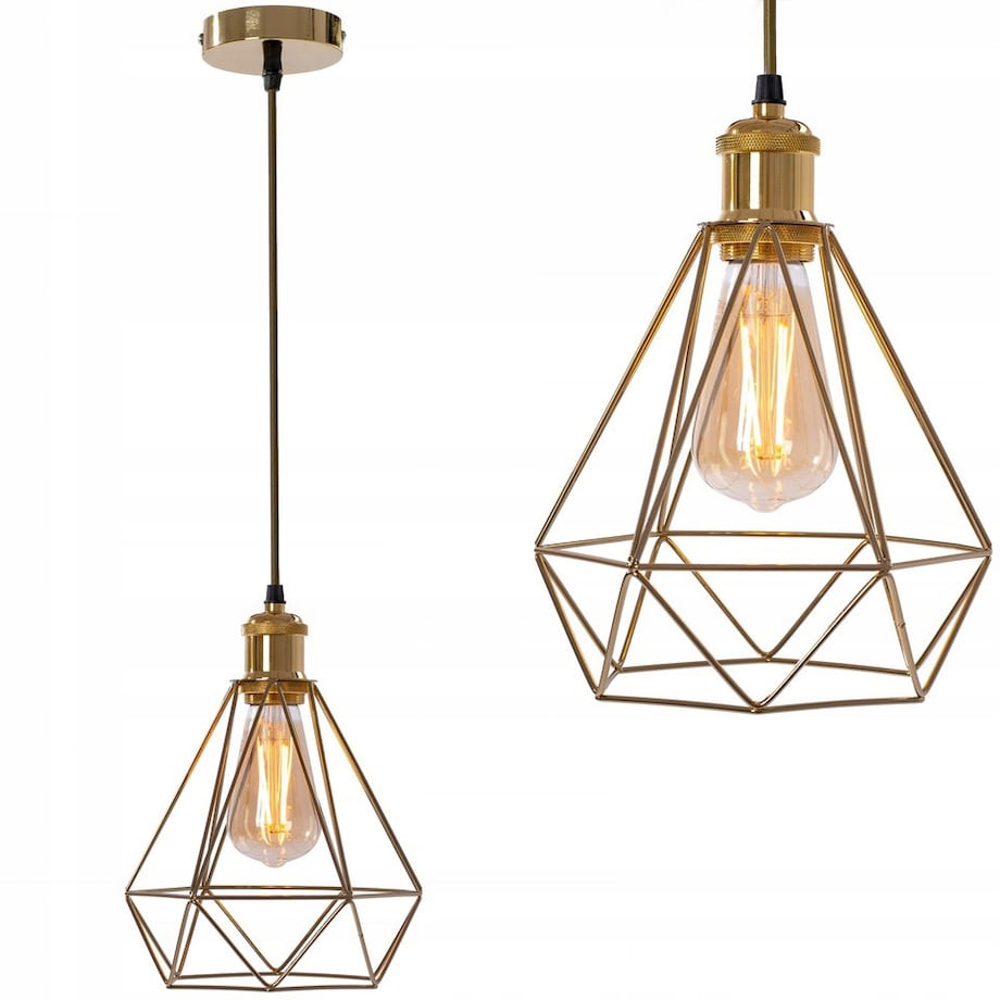 Lampa Diament Sufitowa Wisząca Złota Loft Gold