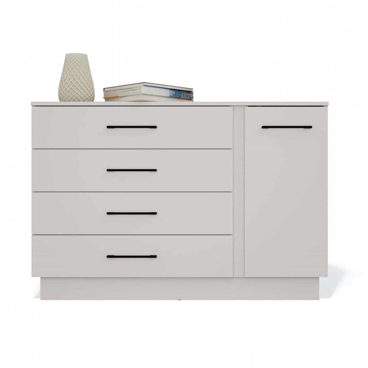 Komoda AMBER 1D4S Szafka 1 Drzwi 4 Szuflady Do Sypialni Salonu Kaszmir Beż