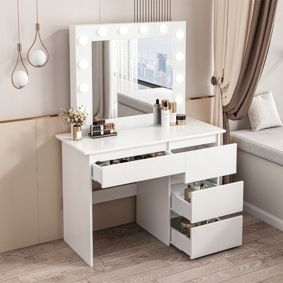 Toaletka do makijażu wizażu kosmetyczna z lustrem led nowoczesna loft 90 cm