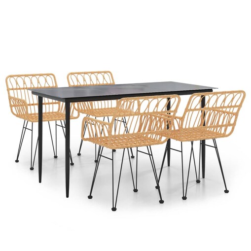 vidaXL 5-częściowy zestaw mebli ogrodowych, polirattan