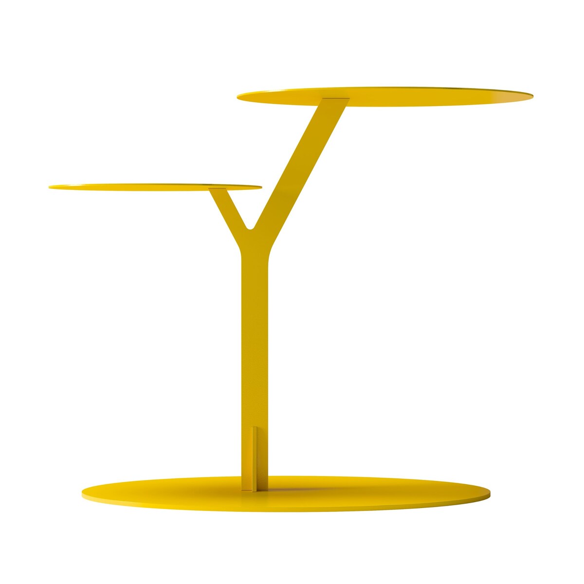 Stolik metalowy dwa blaty, kolor żółty