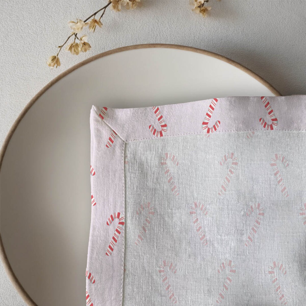 Serwetki świąteczne - Laski cukrowe - róż (2 szt.)