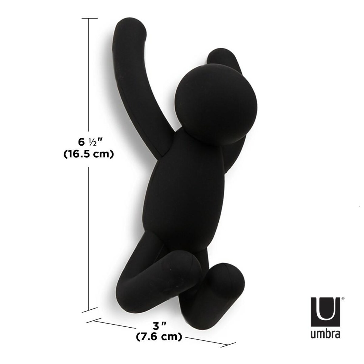 Wieszak ścienny czarny Buddy, 7.5 x 16.8 x 7.6 cm, Umbra