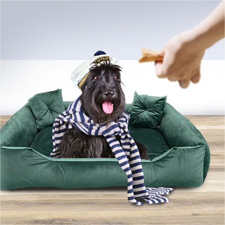 Legowisko Dla Psa Kanapa Posłanie Welurowe 120X90 Cm Pikowane Prestiżowe Zielone