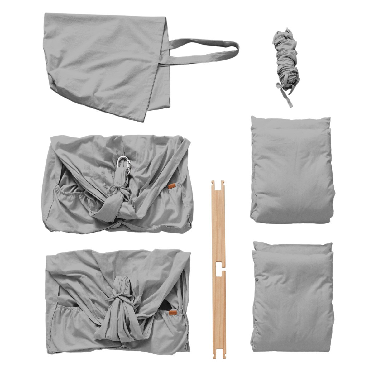 Hamak-huśtawka dla bliźniąt Basic - podwójna, szara