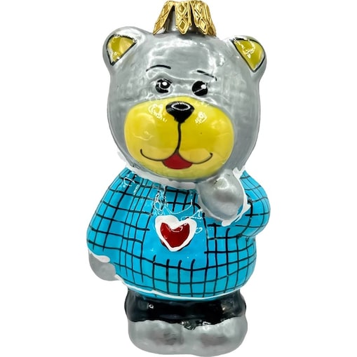 Bombka choinkowa: Uroczy miś w niebieskim sweterku