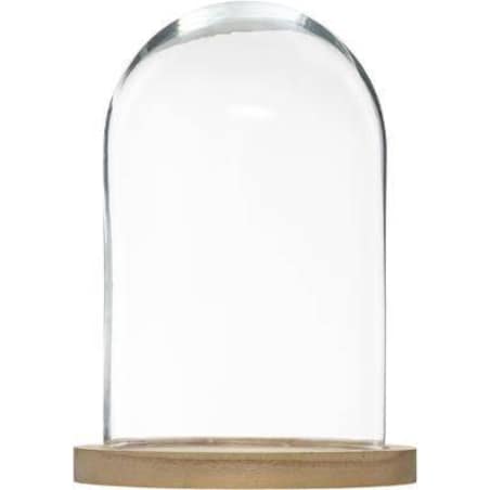 Szklana kopuła, Ø 18 cm, na drewnianej podstawie