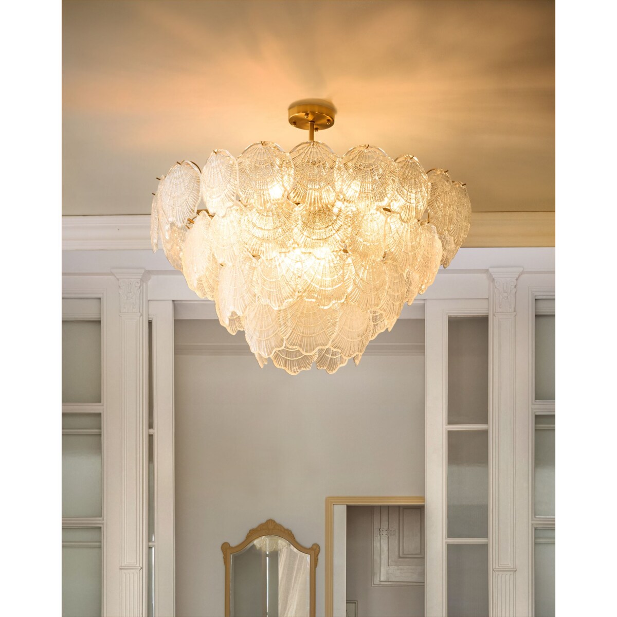 Żyrandol TEMASH Szkło Mosiężny