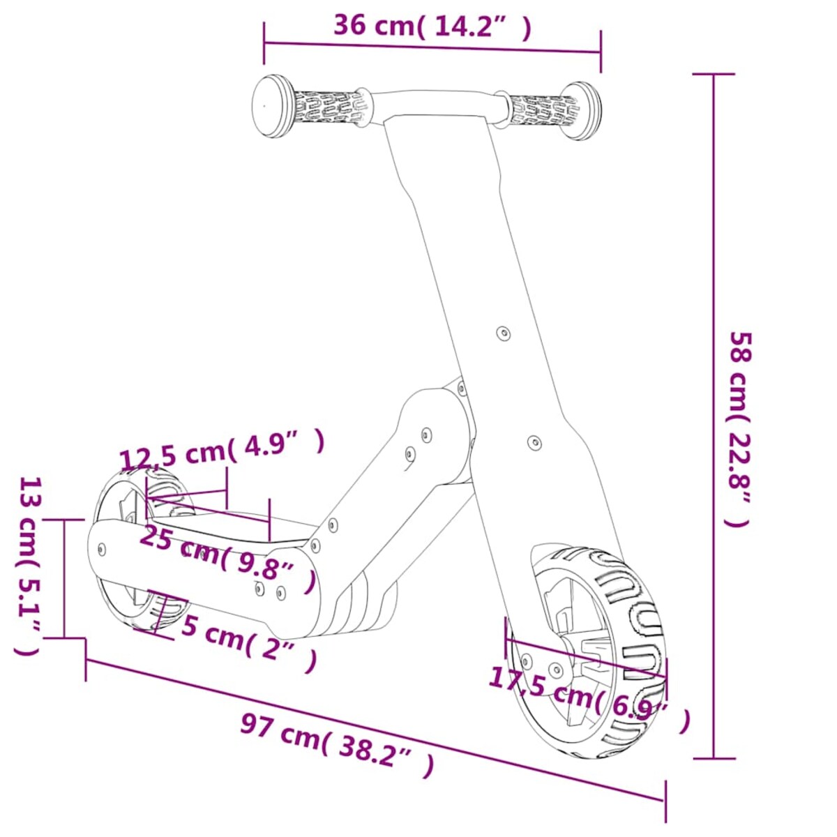 vidaXL Hulajnoga dziecięca 2-w-1, czerwona