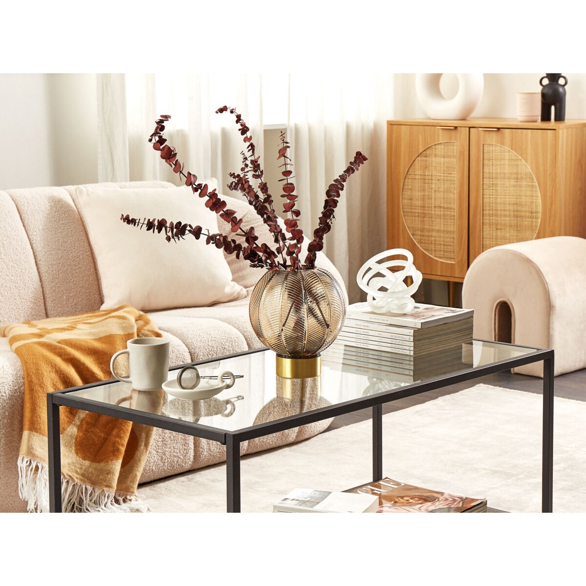 Wazon na kwiaty szklany 24 cm brązowy FELLI