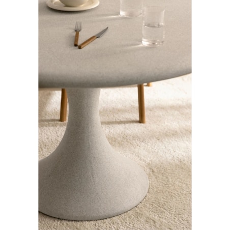 Okrągły stół jadalniany Ø120 cm z cementu Eloria, sand grey