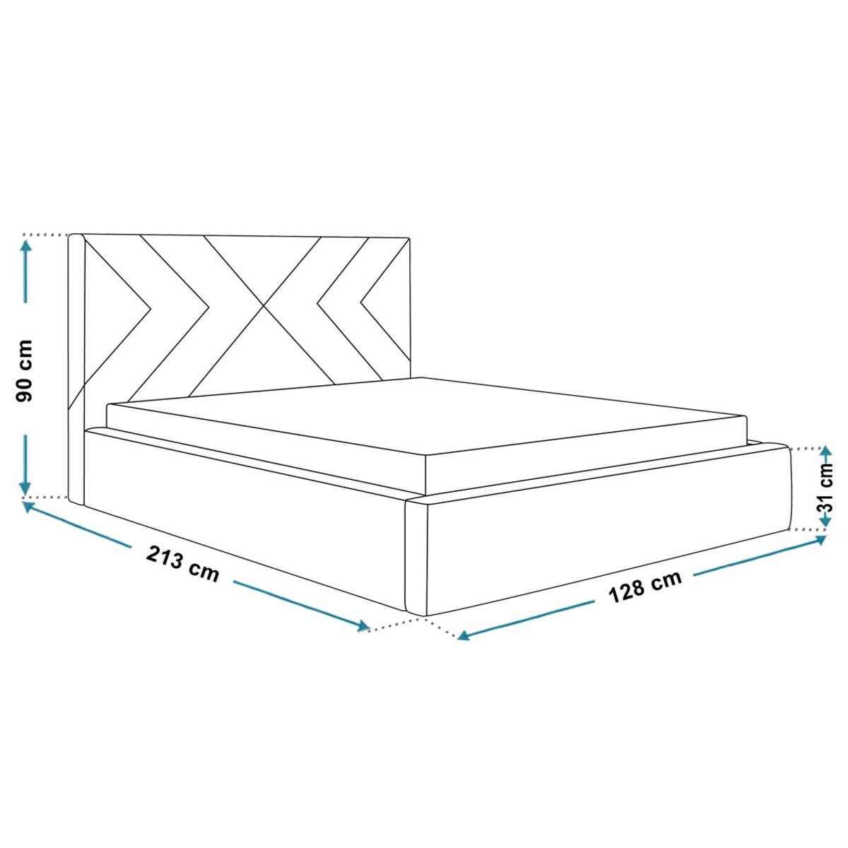 Łóżko jednoosobowe 120x200 OLDO 1 tapicerowane, tkanina hydrofobowa- szare