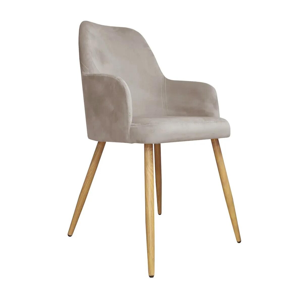 Krzesło WEZERA VELVET szarobeżowe/dąb