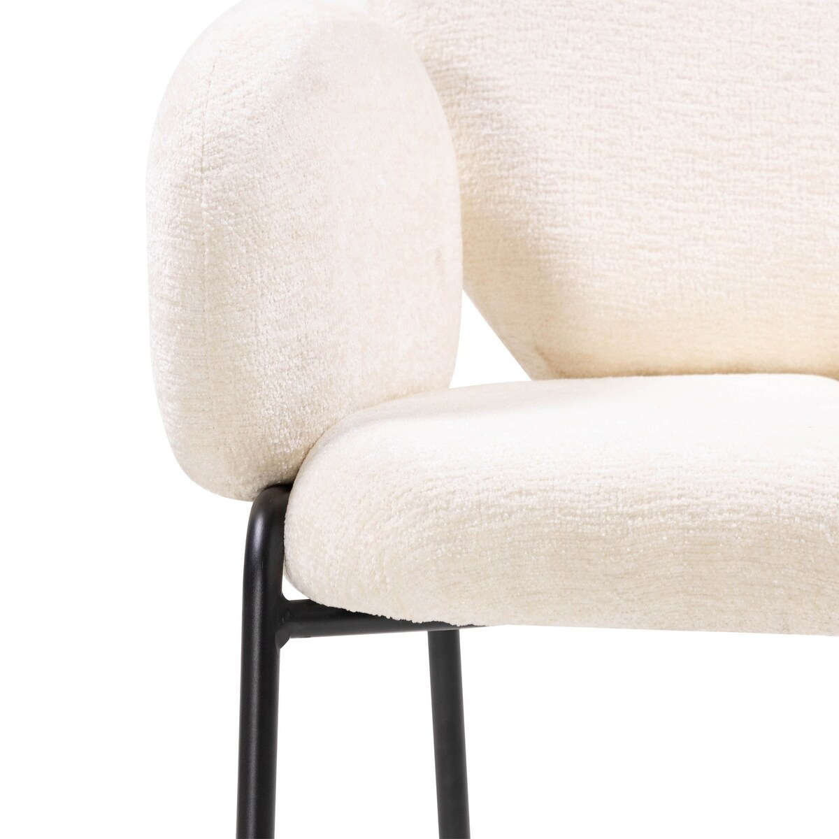 Krzesło do jadalni ecru/czarne metalowe nogi