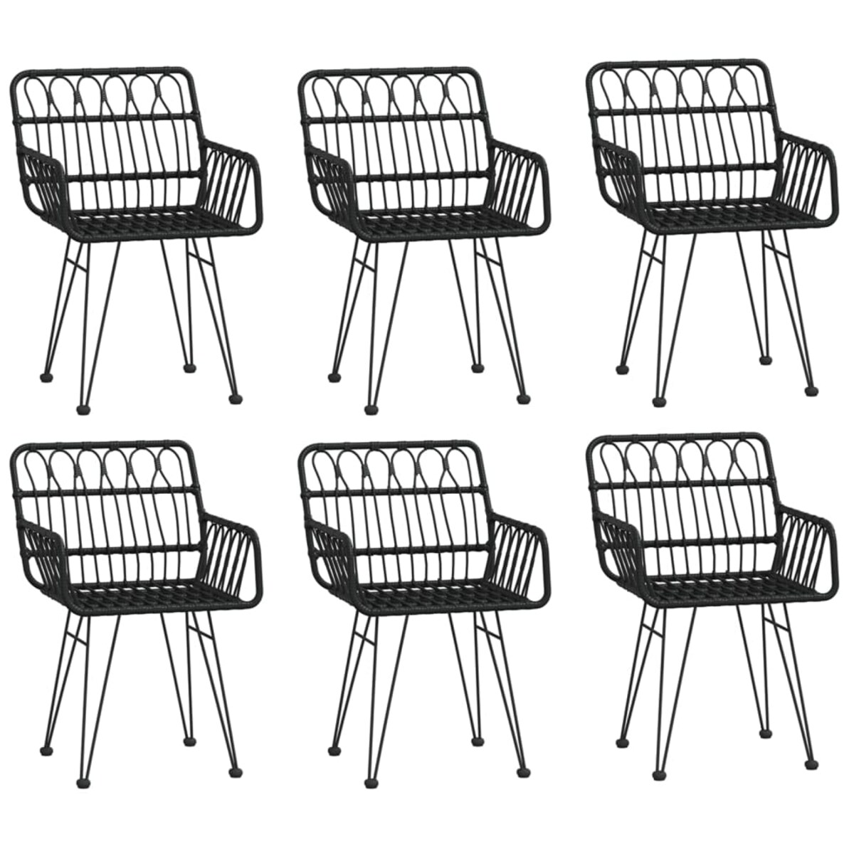 vidaXL 7-częściowy zestaw mebli ogrodowych, czarny, polirattan