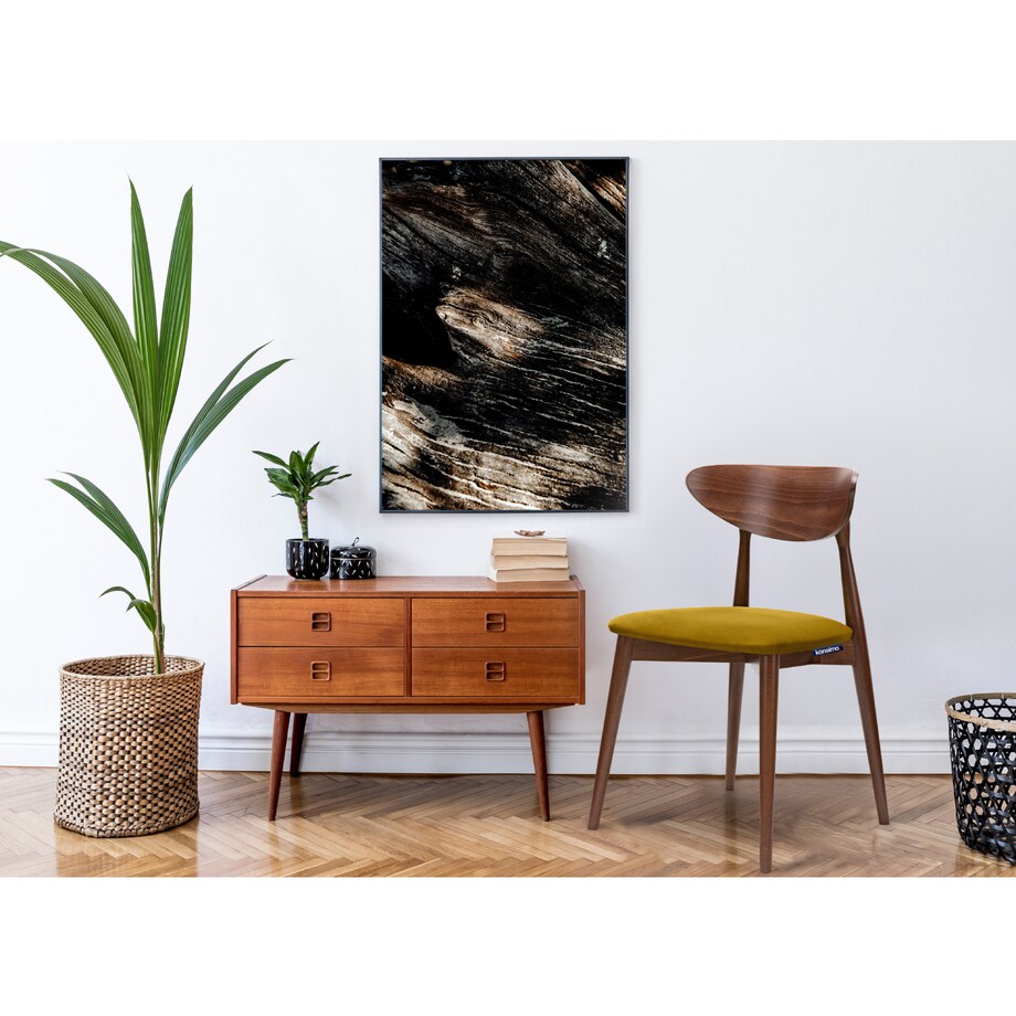 KONSIMO RABI drewniane krzesło orzech żółty welur