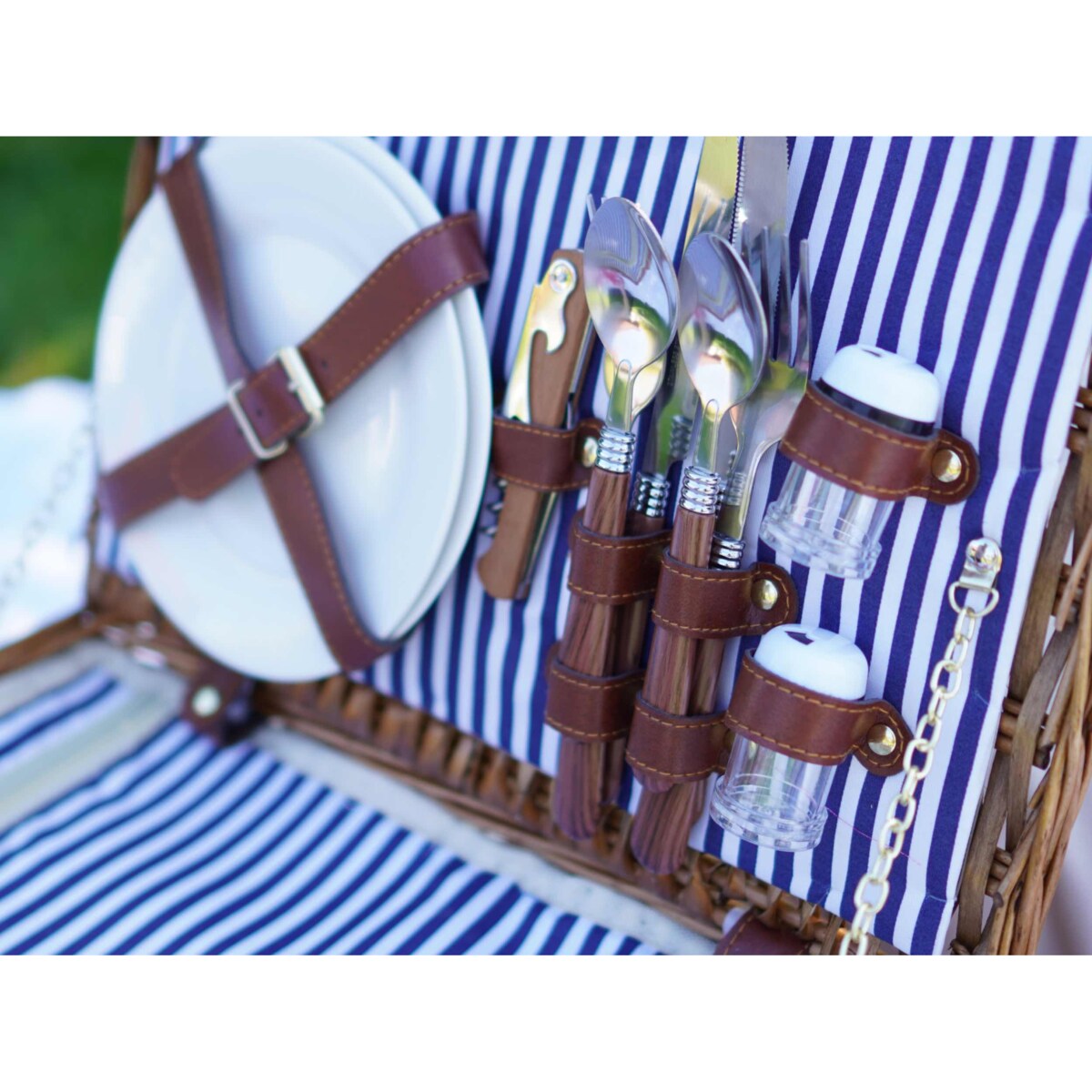 Wiklinowy Kosz Piknikowy Termiczny Dla 2 Osób Sztućce Talerze