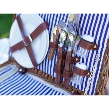 Wiklinowy Kosz Piknikowy Termiczny Dla 2 Osób Sztućce Talerze