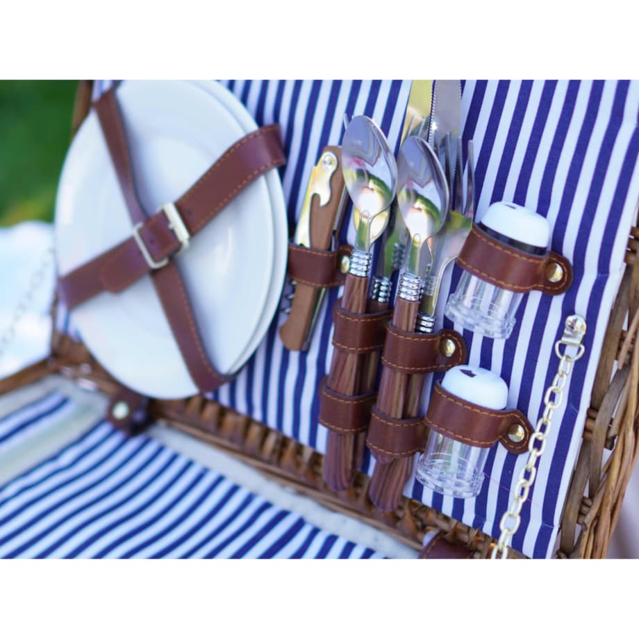 Wiklinowy Kosz Piknikowy Termiczny Dla 2 Osób Sztućce Talerze