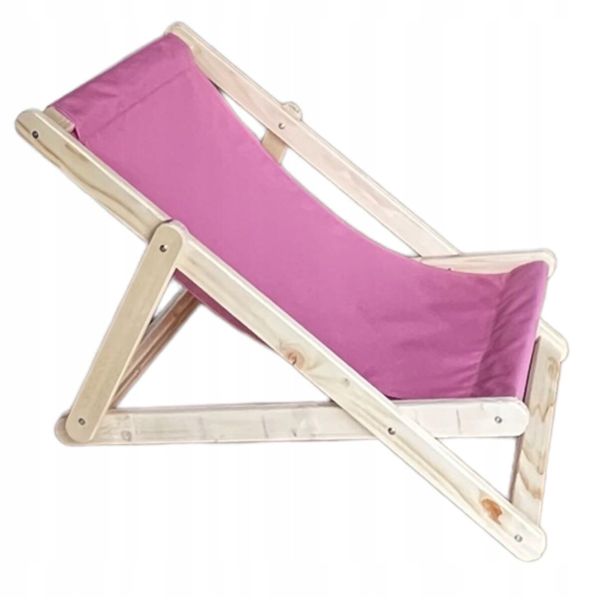 Leżak Dziecięcy Drewniany dla dzieci CERTYFIKOWANY Ogrodowy Plażowy Różowy