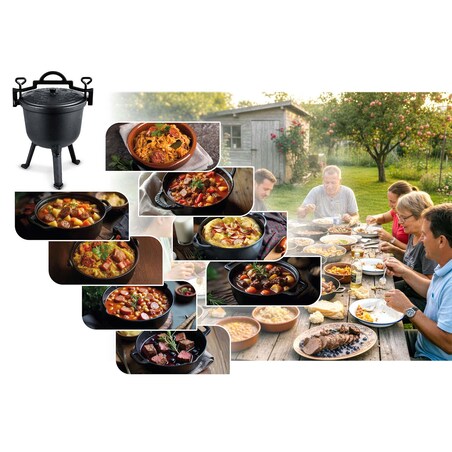 Garnek emaliowany kociołek żeliwny Berdsen BD-481 emaliowany 8L na ognisko grill +przepisy