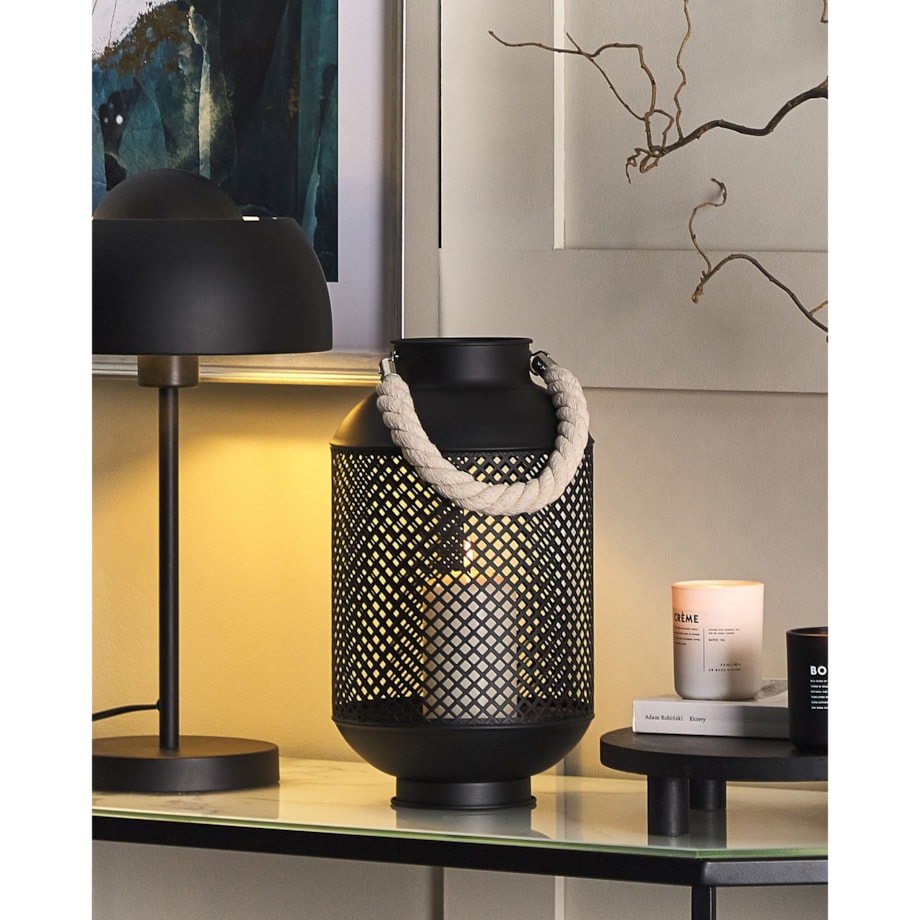 Lampion CORON Metal 34 cm Czarny
