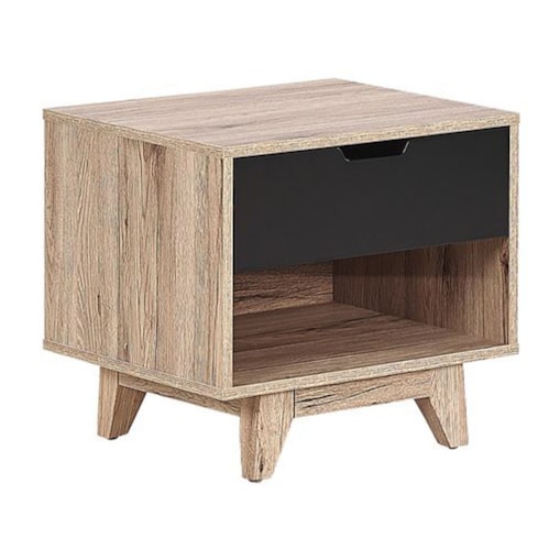 Szafka nocna jasne drewno z czarnym SPENCER