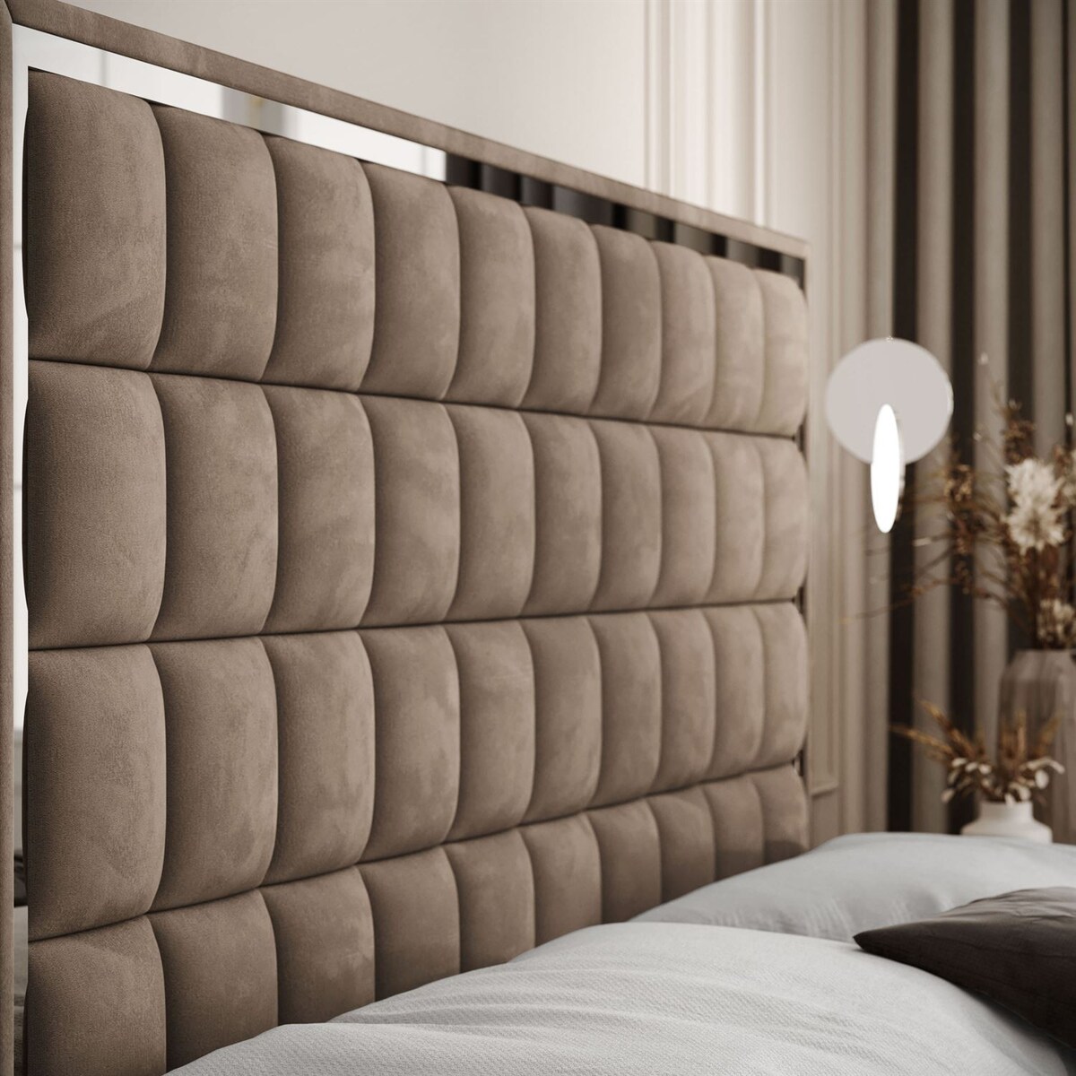 Łóżko kontynentalne ISADORA II SILVER, pojemnik na pościel, 140x200, RV 176, topper