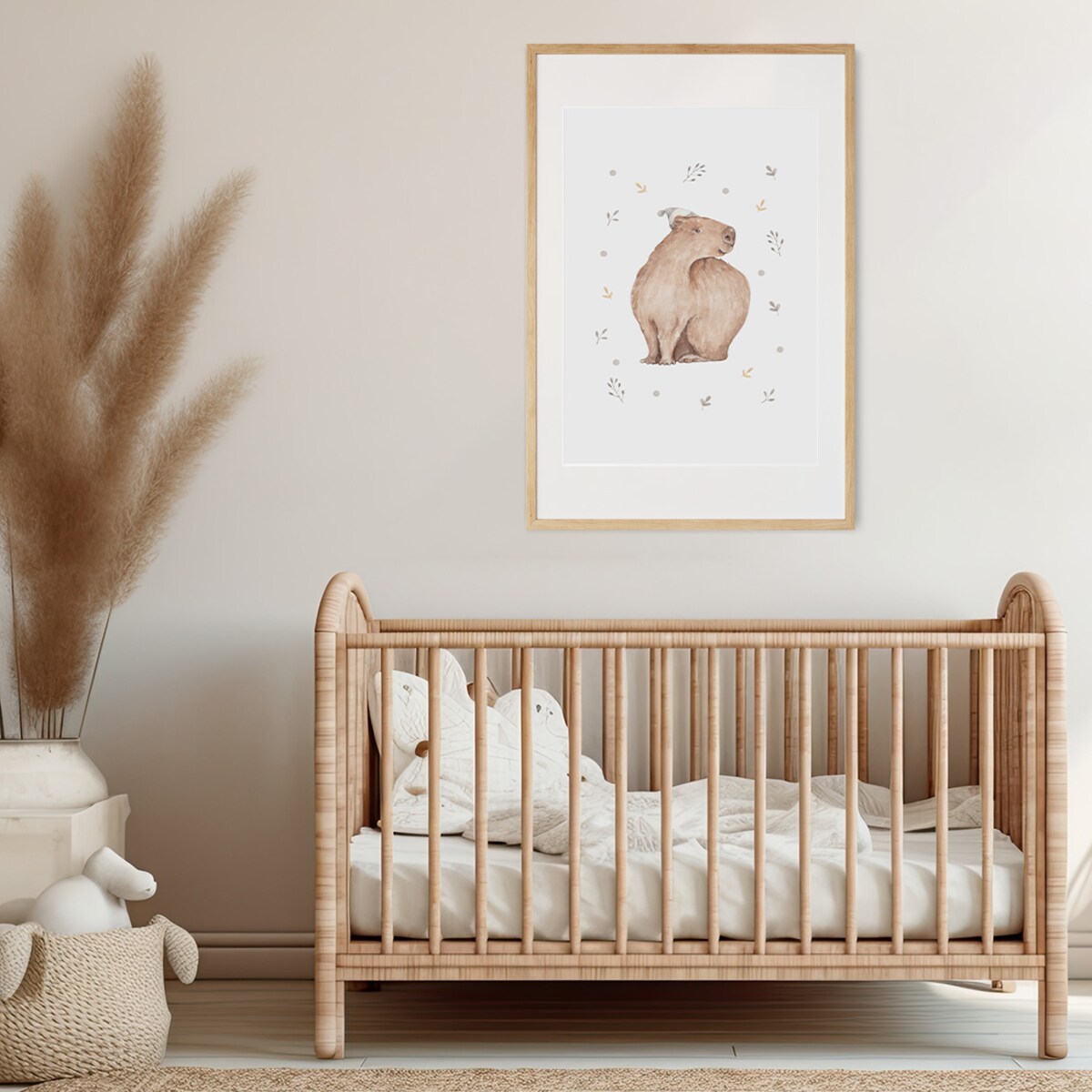 Plakat dla dzieci Kapibara z czapeczką 50x70