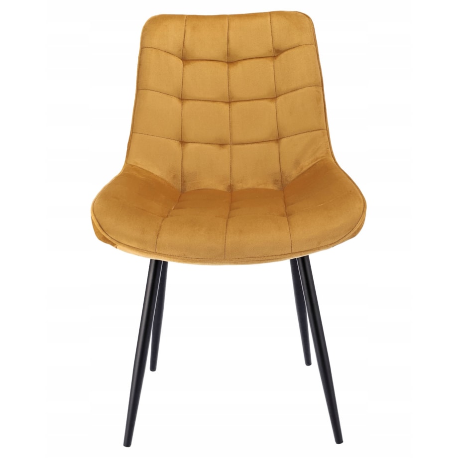 Krzesło tapicerowane welurowe MISTY musztardowe
