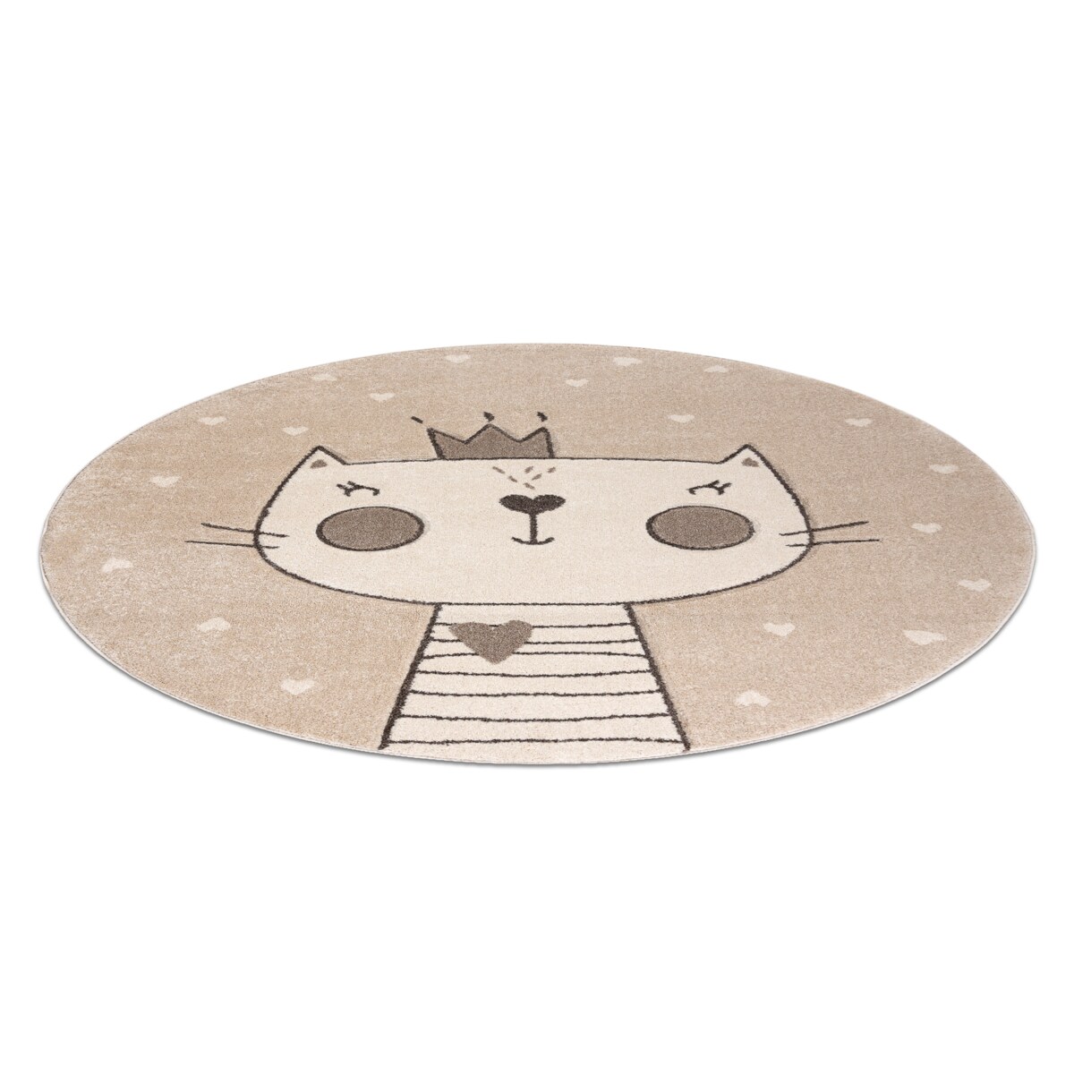 Dywan KIDDO 6106 koło krem kotek, korona dla koło 120 cm