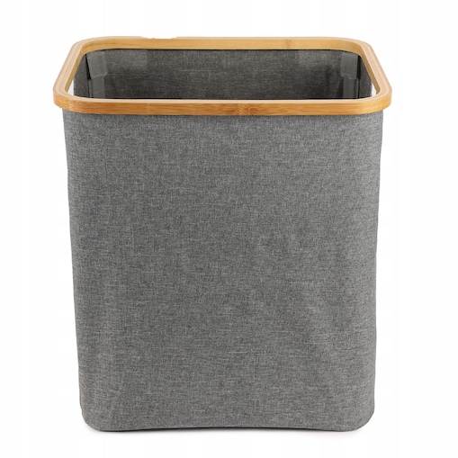 Kosz na pranie 80 L BAMBUSOWY składany szary