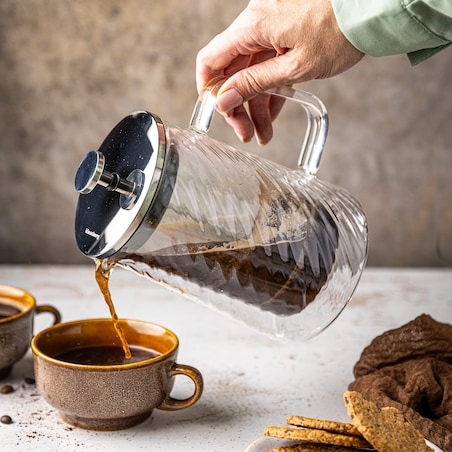 Zaparzacz do kawy herbaty szklany 600ml French Press srebrny KLAUSBERG