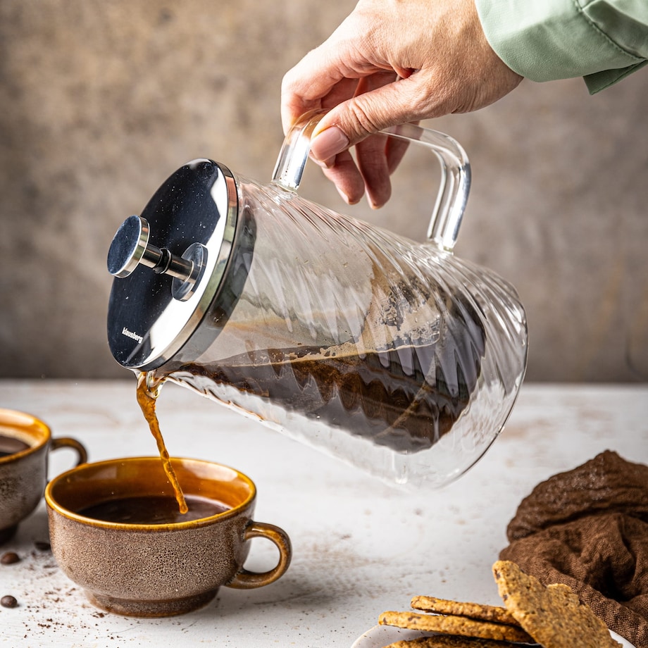 Zaparzacz do kawy herbaty szklany 600ml French Press srebrny KLAUSBERG