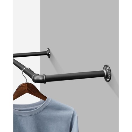 INDUSTRIALNY WIESZAK DRĄŻEK ŚCIENNY NA UBRANIA - CZARNY