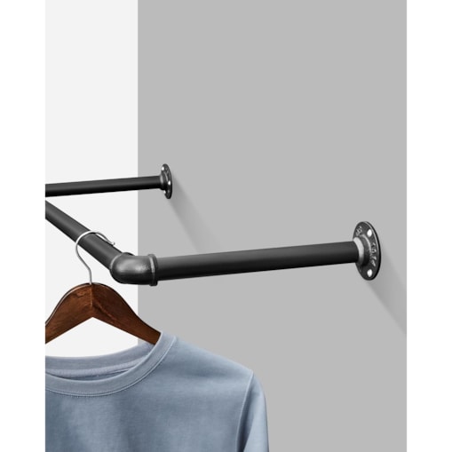 INDUSTRIALNY WIESZAK DRĄŻEK ŚCIENNY NA UBRANIA - CZARNY