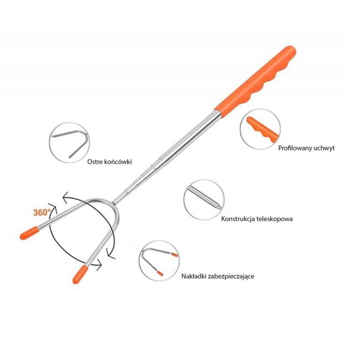 Widelec Kij Teleskopowy Do Ogniska Pieczenia Kiełbasek 4 Szt.