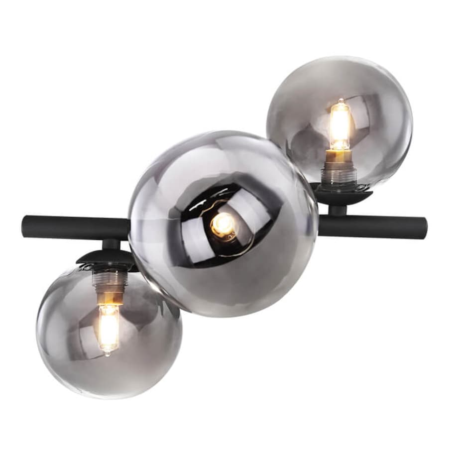 Sufitowa lampa Riha 56133-3W szklana czarna grafitowa