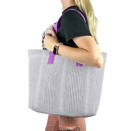 Torba na zakupy fioletowa z fioletowymi uchwytami 45×33 cm
