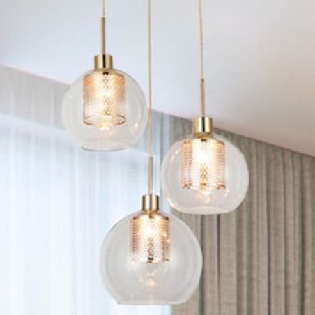 Wisząca LAMPA modernistyczna PHILANA 6496 Rabalux szklana OPRAWA kaskada ZWIS dekoracyjne kule balls złota przezroczysta