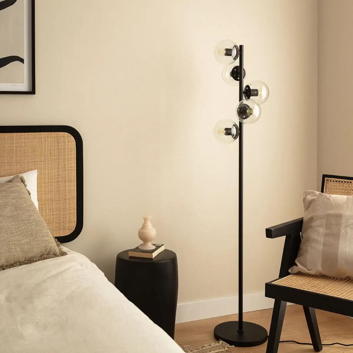 Stojąca lampa podłogowa Milano ABR-LPV-5XE27 Abruzzo przezroczysty czarny