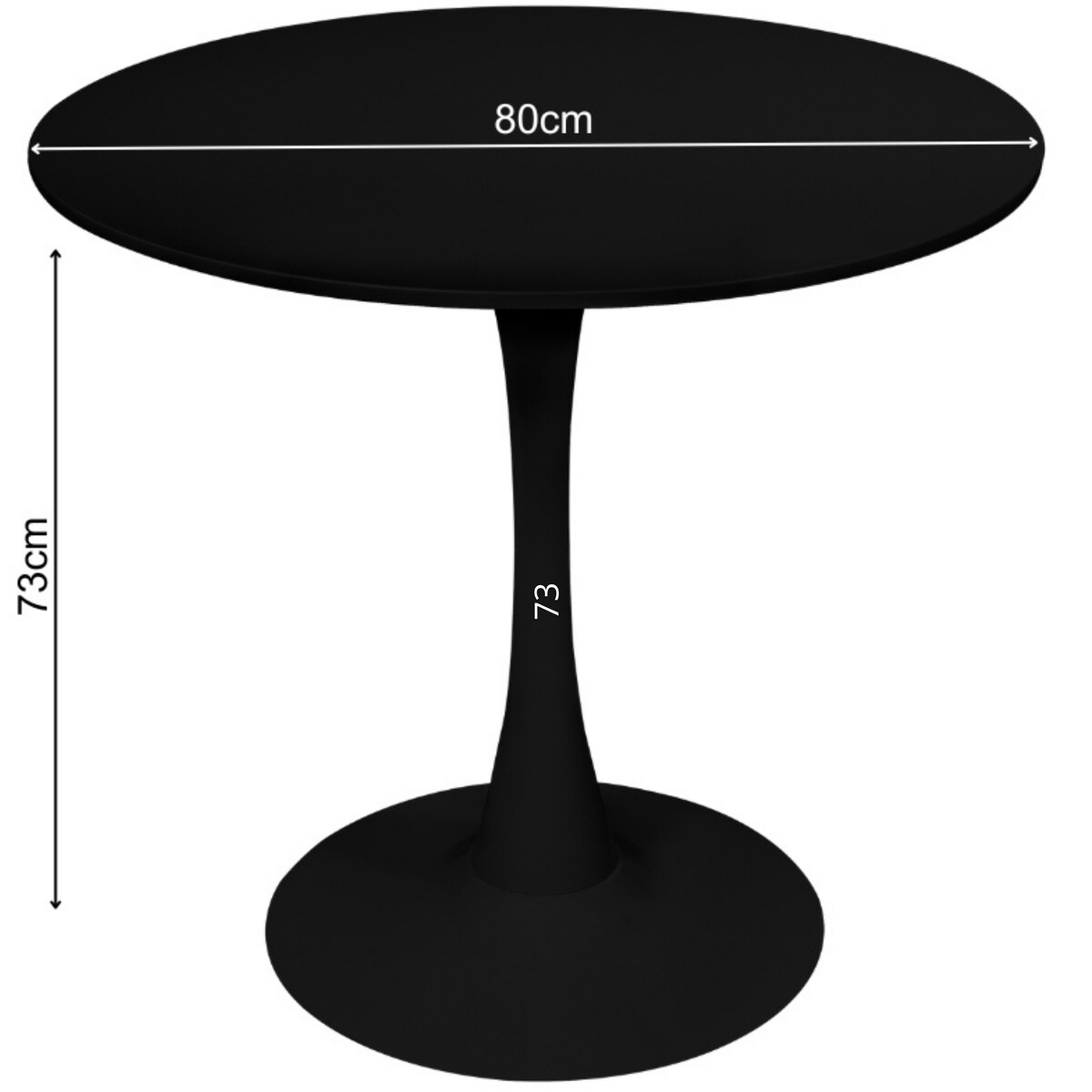 Stół okrągły czarny do salonu jadalni 80 cm nowoczesny minimalistyczny