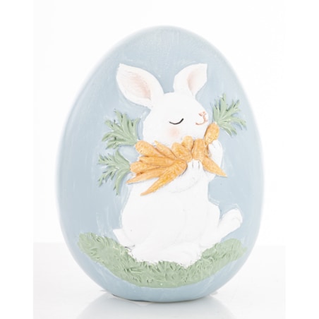 Dekoracja - jajko ozdobne 12x9x9 cm PISANKA niebieska z królikiem