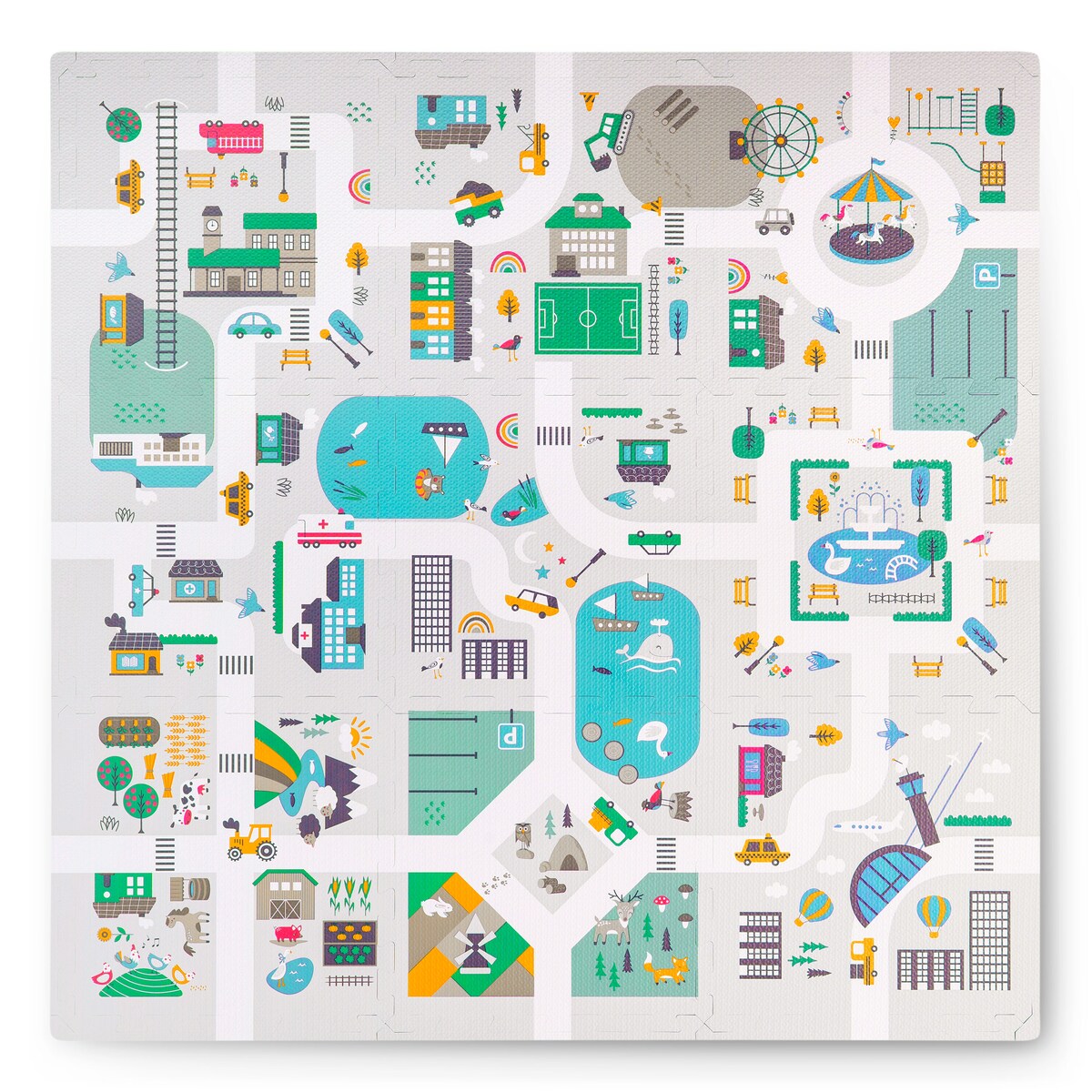 Mata piankowa edukacyjna dla dzieci puzzle 120x120cm Nukido