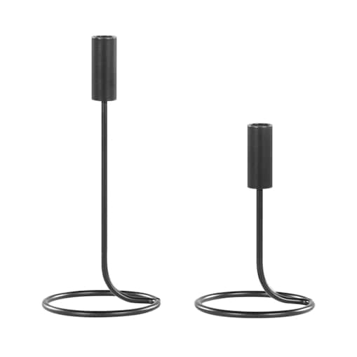 Zestaw 2 świeczników żelazny czarny BUNYU