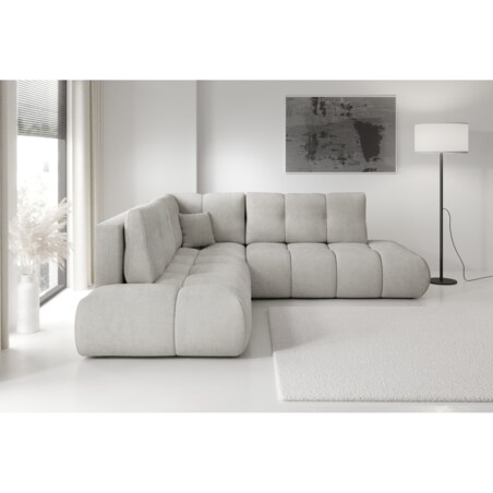 Narożnik pikowany, rozkładany z funkcją spania SOHI, Flow 16 - jasny szary