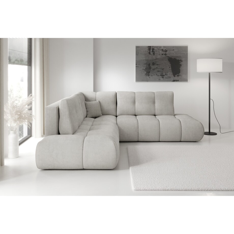 Narożnik pikowany, rozkładany z funkcją spania SOHI, Flow 16 - jasny szary