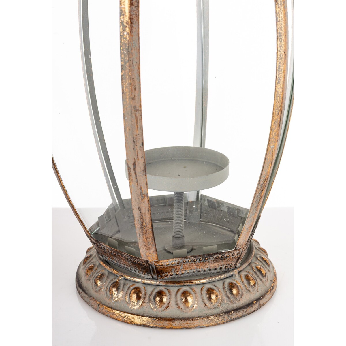 Lampion metalowy ze szkłem 53x17,5x17,5 cm OVALENA