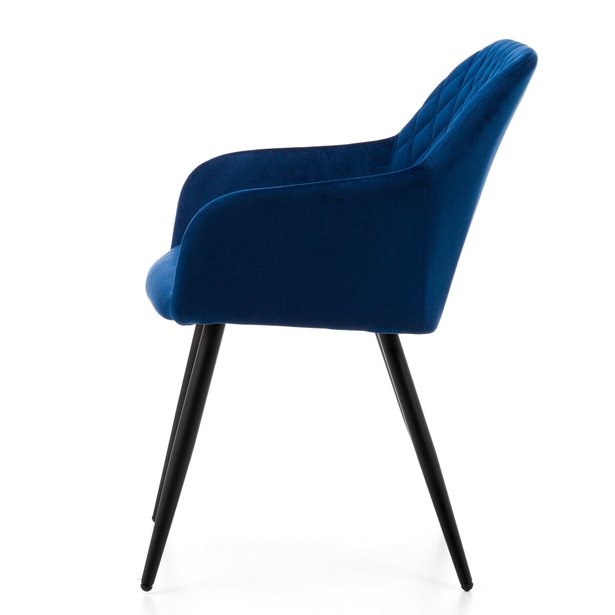 Krzesło tapicerowane TODI welur do salonu jadalni pikowane granatowe