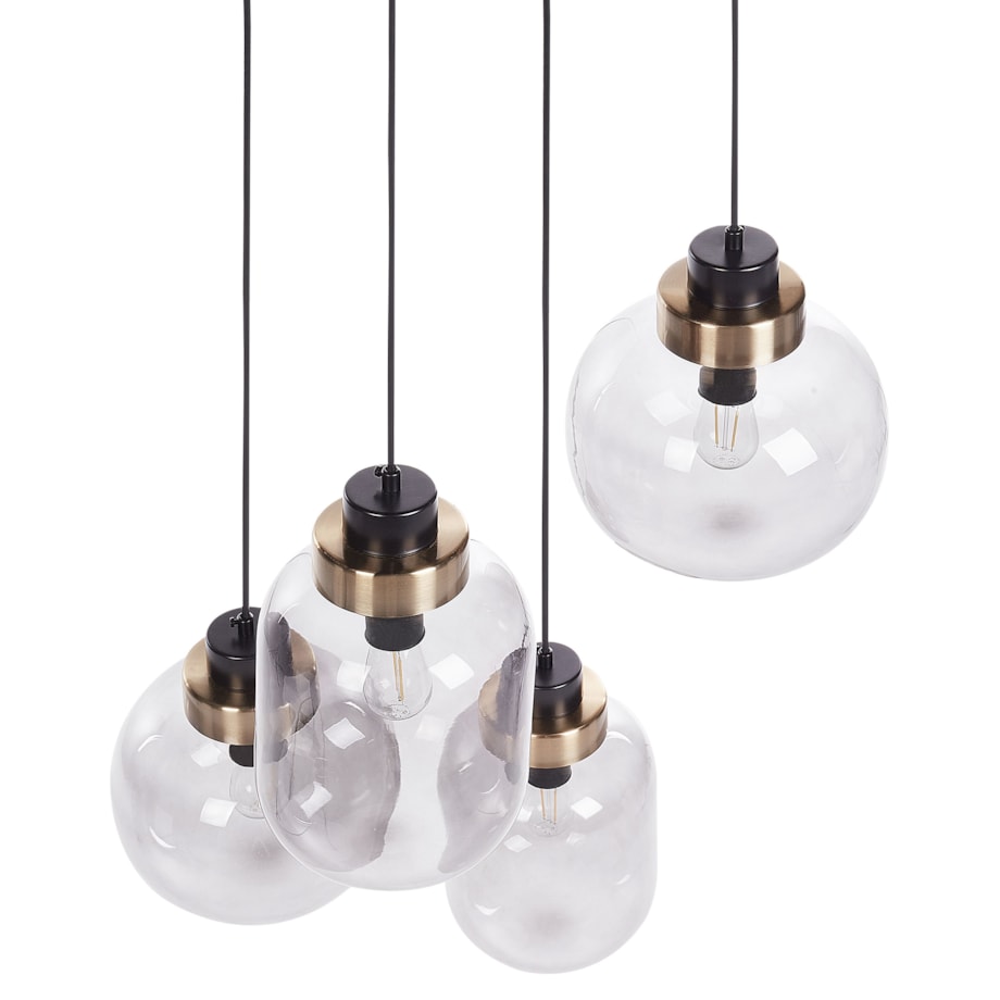 Lampa wisząca szklana 4-punktowa jasnoszara ZAYANDE